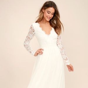 AWAKEN MY LOVE WHITE LONG SLEEVE LACE MAXI DRESS